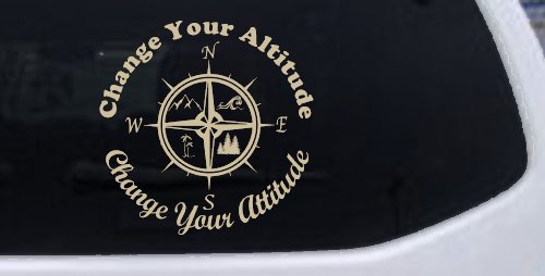Change your Altitude Change your Attitude Mountains Ocean Palm Trees Car or Truck Window Vinyl Decal Sticker (Desert Sand)