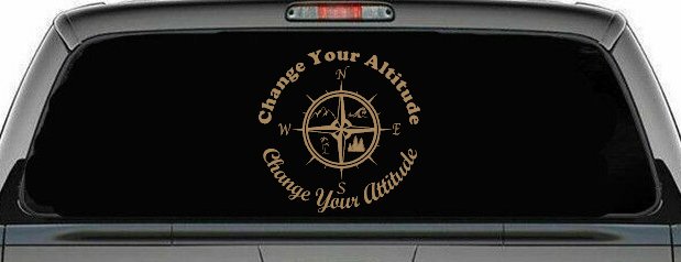 Change your Altitude Change your Attitude Mountains Ocean Palm Trees Car or Truck Window Decal Sticker (Light Brown)
