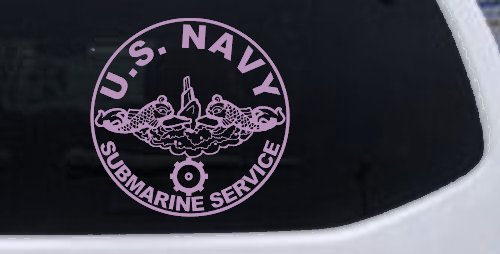 US Navy Submarine Service Dolphins with the Engineman Insignia symbol Military Car or Truck Window Decal Sticker (Lilac)