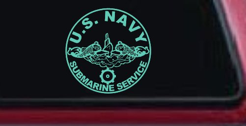 US Navy Submarine Service Dolphins with the Engineman Insignia symbol Military Car or Truck Window Decal Sticker (Mint)