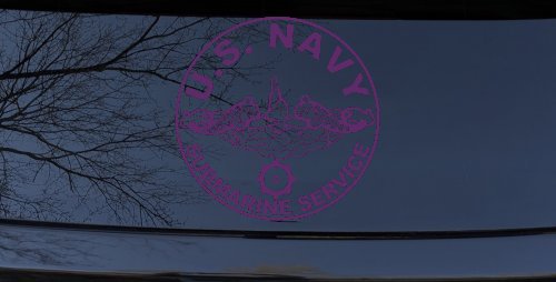 US Navy Submarine Service Dolphins with the Engineman Insignia symbol Military Car or Truck Window Decal Sticker (Violet)
