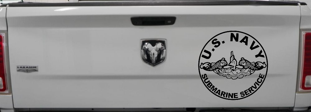 US Navy Submarine Service Dolphins In Circle Military Car or Truck Window Decal Sticker