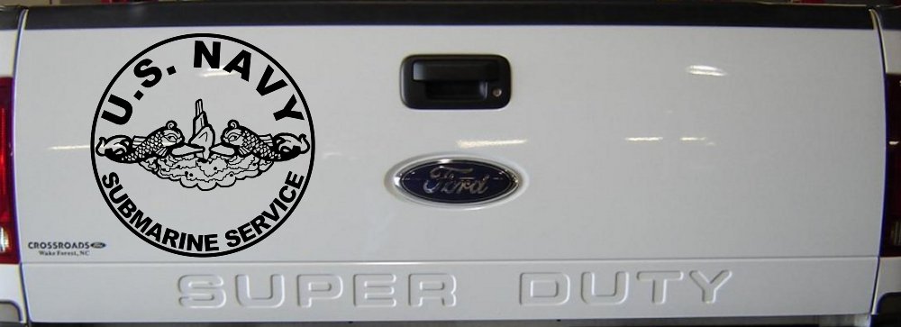 US Navy Submarine Service Dolphins In Circle Military Car or Truck Window Vinyl Decal Sticker (Black)