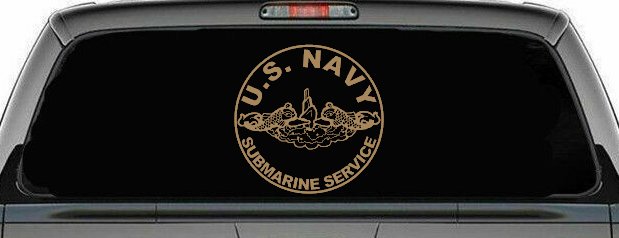 US Navy Submarine Service Dolphins In Circle Military Car or Truck Window Decal Sticker
