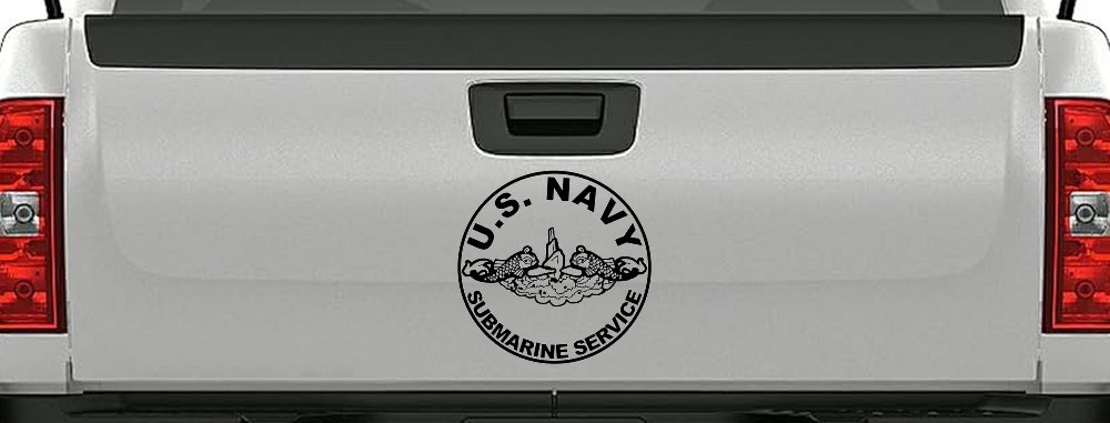 US Navy Submarine Service Dolphins In Circle Military Car or Truck Window Decal Sticker