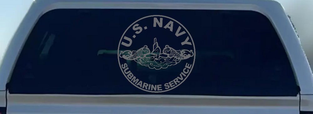 US Navy Submarine Service Dolphins In Circle Military Car or Truck Window Decal Sticker
