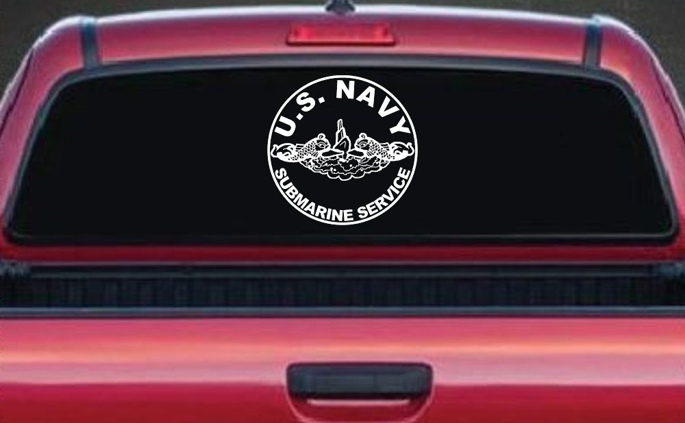 US Navy Submarine Service Dolphins In Circle Military Car or Truck Window Decal Sticker