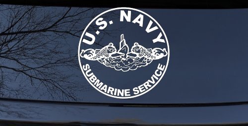 US Navy Submarine Service Dolphins In Circle Military Car or Truck Window Decal Sticker