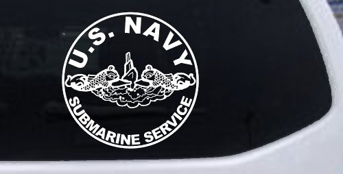 US Navy Submarine Service Dolphins In Circle Military Car or Truck Window Decal Sticker