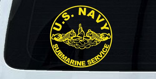 US Navy Submarine Service Dolphins In Circle Military Car or Truck Window Decal Sticker