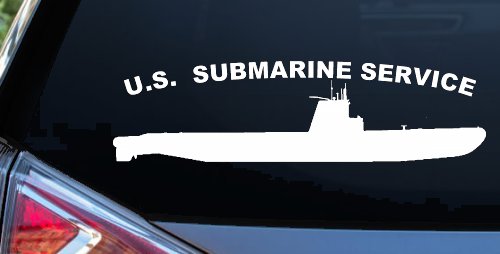 US Navy Submarine Service Balao Class Military Car or Truck Window Decal Sticker (White)