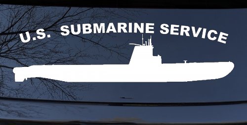 US Navy Submarine Service Balao Class Military Car or Truck Window Decal Sticker (White)