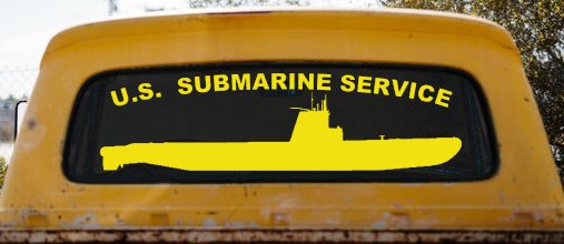 US Navy Submarine Service Balao Class Military Car or Truck Window Decal Sticker (Yellow)