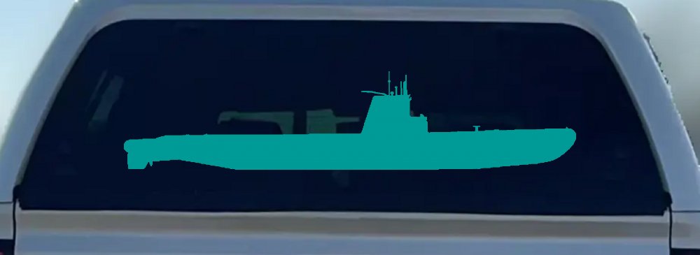 US Navy Balao Class Submarine Military Car or Truck Window Decal Sticker (Turquoise)