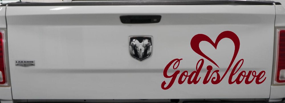 God Is Love with Heart Christian Car or Truck Window Vinyl Decal Sticker (Burgundy)
