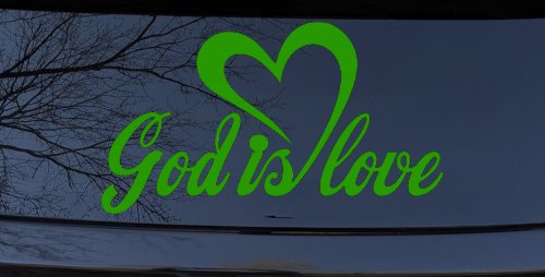 God Is Love with Heart Christian Car or Truck Window Decal Sticker (Lime)