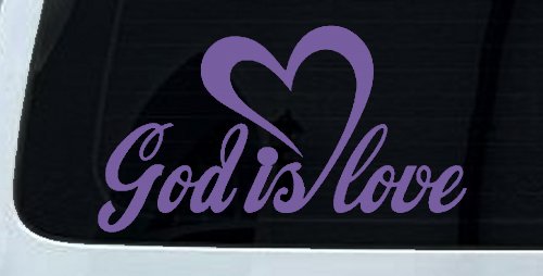 God Is Love with Heart Christian Car or Truck Window Decal Sticker (Purple)