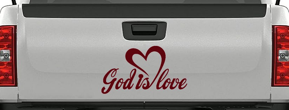 God Is Love with Heart Christian Car or Truck Window Vinyl Decal Sticker (Purple Red)