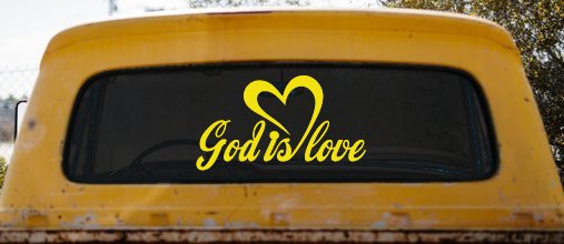 God Is Love with Heart Christian Car or Truck Window Decal Sticker