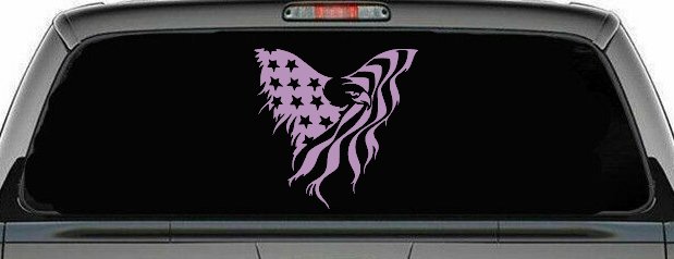 Tattered American Flag Draped Bald Eagle Patriotic Car or Truck Window Decal Sticker