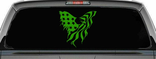 Tattered American Flag Draped Bald Eagle Patriotic Car or Truck Window Decal Sticker