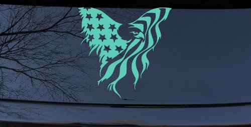 Tattered American Flag Draped Bald Eagle Patriotic Car or Truck Window Decal Sticker
