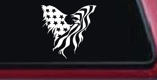 Tattered American Flag Draped Bald Eagle Patriotic Car or Truck Window Decal Sticker