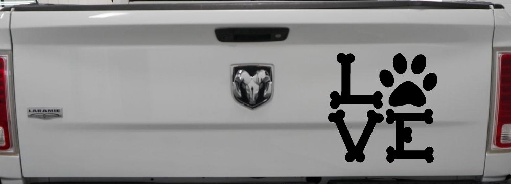 Dog Bones Love with Paw Animals Car or Truck Window Vinyl Decal Sticker (Black)