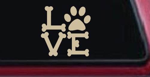 Dog Bones Love with Paw Animals Car or Truck Window Decal Sticker (Desert Sand)