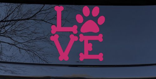 Dog Bones Love with Paw Animals Car or Truck Window Decal Sticker