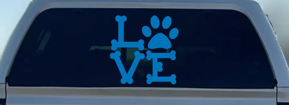 Dog Bones Love with Paw Animals Car or Truck Window Decal Sticker