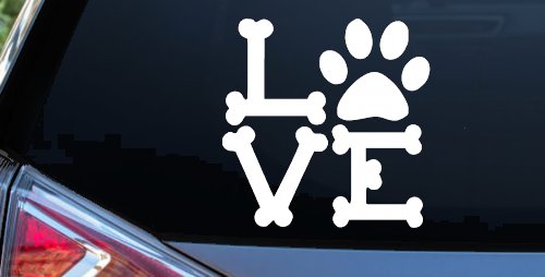 Dog Bones Love with Paw Animals Car or Truck Window Decal Sticker