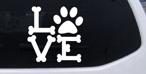 Dog Bones Love with Paw Animals Car or Truck Window Decal Sticker