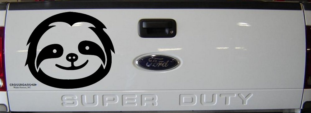 Cute Sloth Smiling Face Car or Truck Window Decal Sticker (Black)