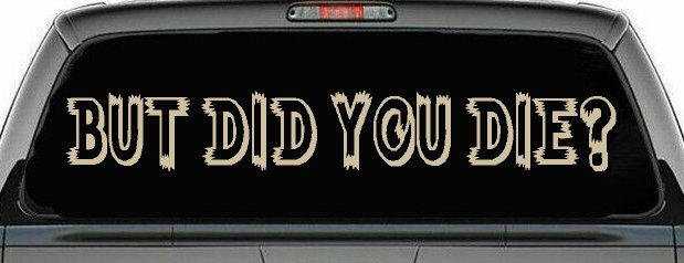 But Did You Die Funny Car or Truck Window Decal Sticker