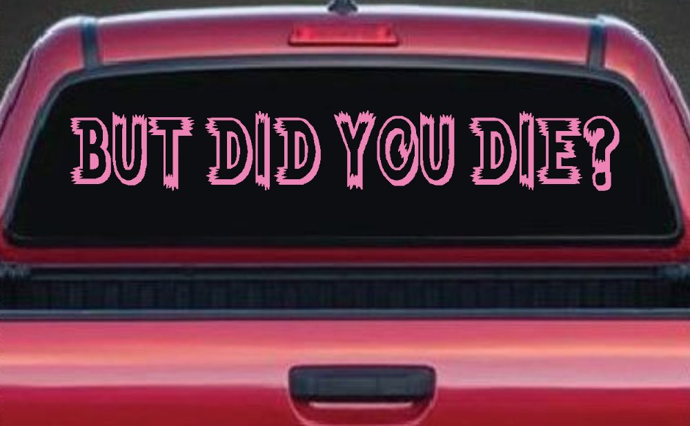 But Did You Die Funny Car or Truck Window Decal Sticker