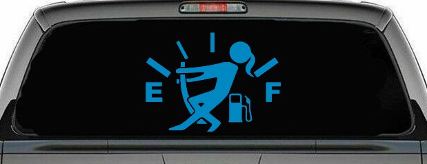 Funny Gas Gauge Empty Full Female Girl Woman Car or Truck Window Decal Sticker