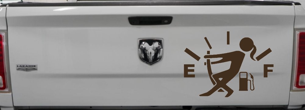 Funny Gas Gauge Empty Full Female Girl Woman Car or Truck Window Decal Sticker (Brown)