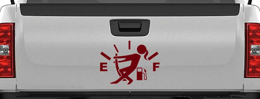 Funny Gas Gauge Empty Full Female Girl Woman Car or Truck Window Decal Sticker (Burgundy)