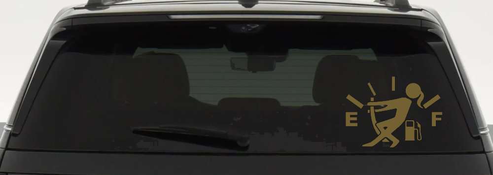 Funny Gas Gauge Empty Full Female Girl Woman Car or Truck Window Decal Sticker (Gold)