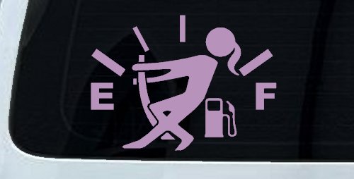 Funny Gas Gauge Empty Full Female Girl Woman Car or Truck Window Decal Sticker (Lilac)