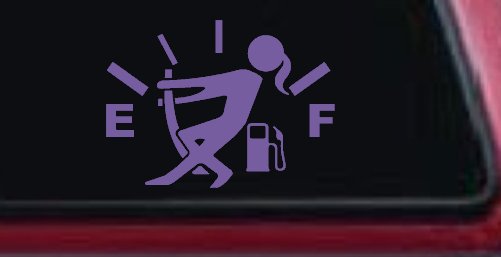 Funny Gas Gauge Empty Full Female Girl Woman Car or Truck Window Decal Sticker (Purple)