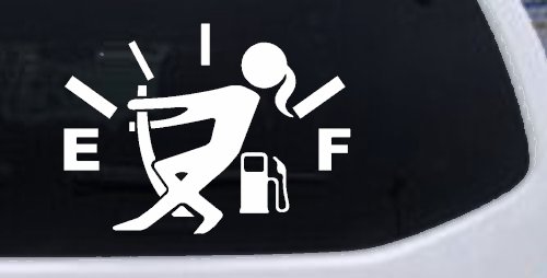 Funny Gas Gauge Empty Full Female Girl Woman Car or Truck Window Decal Sticker