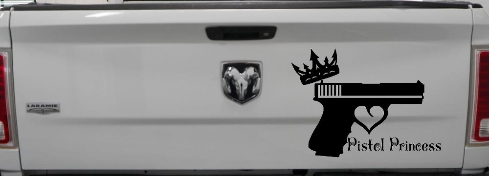 Pistol Princess with Crown and Gun for Women Girl Guns Car or Truck Window Decal Sticker