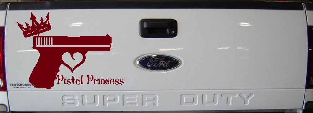 Pistol Princess with Crown and Gun for Women Girl Guns Car or Truck Window Decal Sticker (Burgundy)