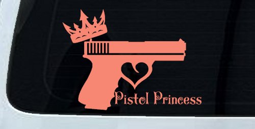 Pistol Princess with Crown and Gun for Women Girl Guns Car or Truck Window Decal Sticker