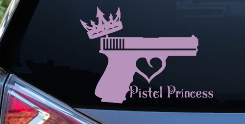 Pistol Princess with Crown and Gun for Women Girl Guns Car or Truck Window Decal Sticker (Lilac)