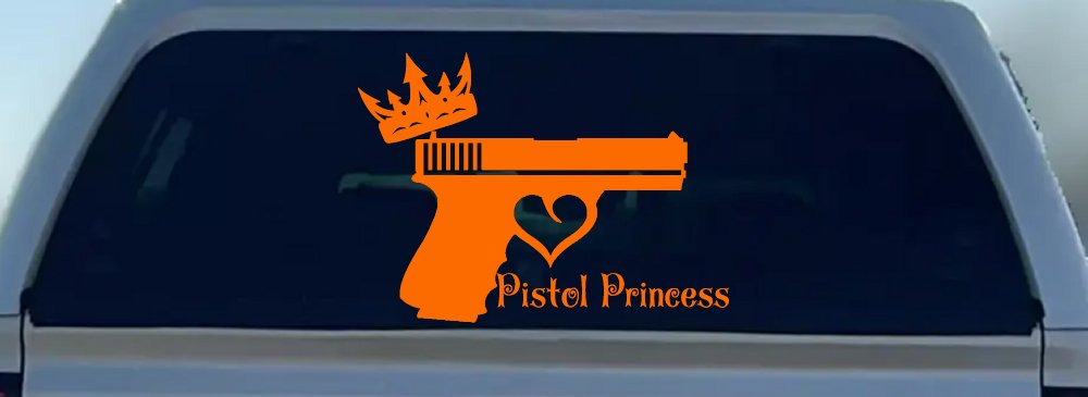 Pistol Princess with Crown and Gun for Women Girl Guns Car or Truck Window Decal Sticker