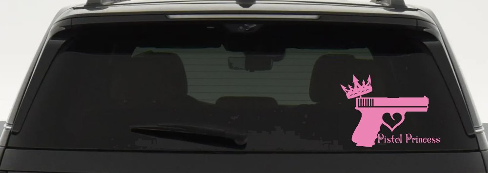 Pistol Princess with Crown and Gun for Women Girl Guns Car or Truck Window Decal Sticker
