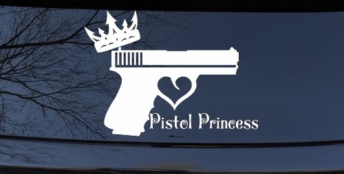 Pistol Princess with Crown and Gun for Women Girl Guns Car or Truck Window Decal Sticker
